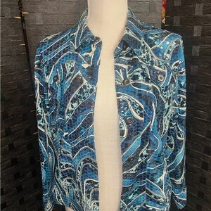 Retro Ruby Rd. Blue Abstract Pattern Blazer